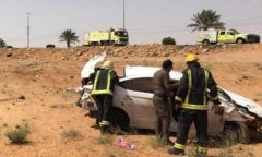 حـادث مروع يتسبب في وفـاة امرأة وإصابة 6 من أسرة واحدة على طريق شقراء الرياض