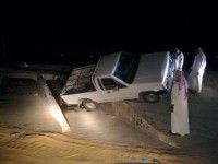 حادث سيارة متسوبيشي في احد العبارات على طريق الرياض القديم