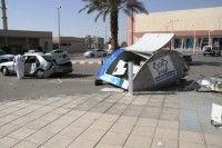 السرعه العالية تقود مرسيدس بالاصطدام بصرافة بنك الرياض