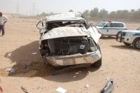وفاة السائق وإصابة أربع طالبات في انقلاب باص بالرفايع