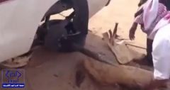 بالفيديو.. سعودي يبتكر طريقة غريبة لتقطيع الأخشاب مستخدما سيارته