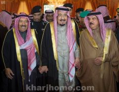 ​صورة لافتة في افتتاح الجنادرية تظهر تعاضد خادم الحرمين مع أمير الكويت وملك البحرين