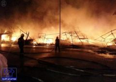 الدفاع المدني يخمد حريقاً اندلع في حراج بن قاسم بالرياض