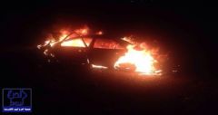 بالصور.. العناية الإلهية تنقذ سائقا من الموت محترقا داخل “كامري” ببلجرشي