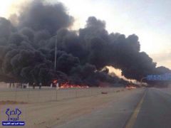 بالصور والفيديو.. انفجار أنبوب مغذي للمنتجات البترولية على طريق الرياض ـ القصيم
