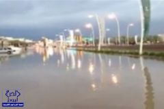 بالفيديو.. الأمطار توقف حركة السيارات على طريق الملك عبدالله بالرياض