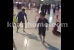 بالفيديو .. فرحة بين الأطفال لسقوط الأمطار على ساحات المسجد الحرام